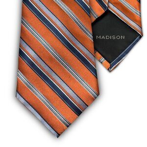 Madison Orange Striped Silk Tie